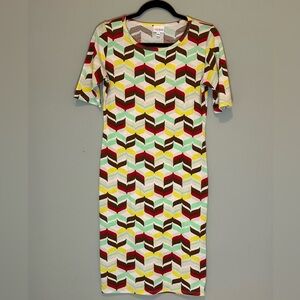 LulaRoe Julia dress, size small multi colored pattern.
